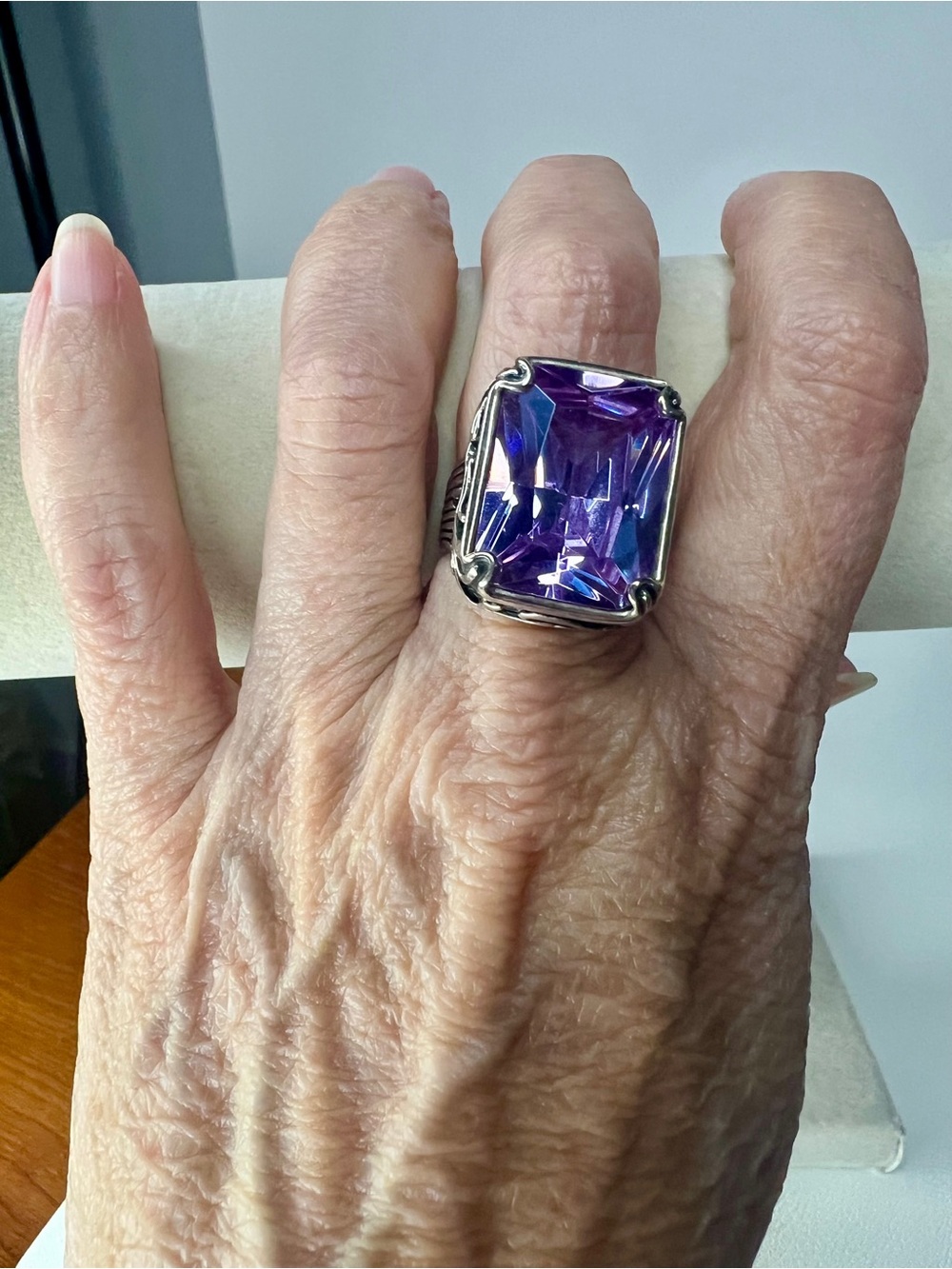 Silver Ring with Purple Gemstone - Picture 9 of 9